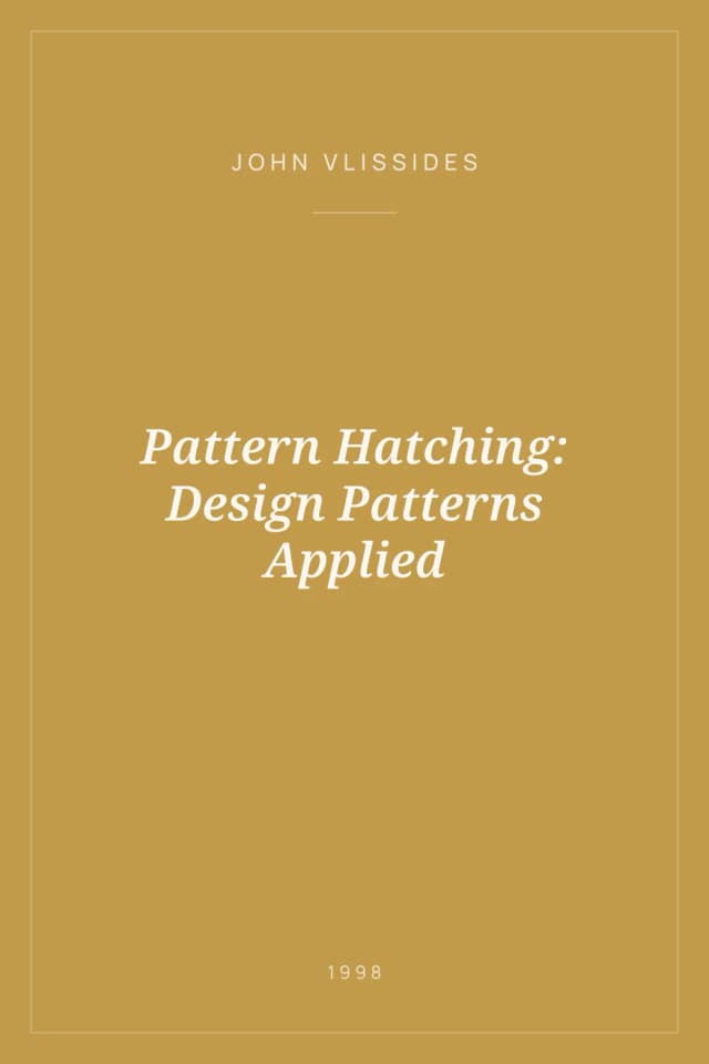 Portada de Pattern Hatching: Design Patterns Applied