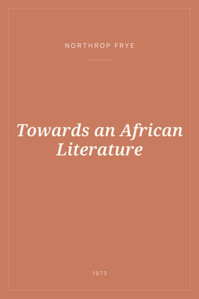 Portada de Towards an African Literature
