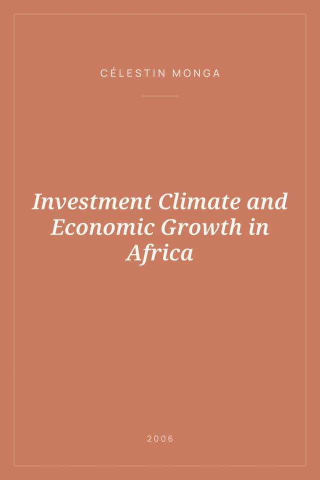 Portada de Investment Climate and Economic Growth in Africa