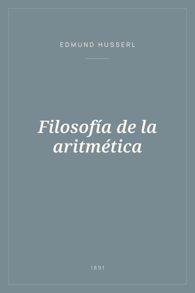 Portada de Filosofía de la aritmética