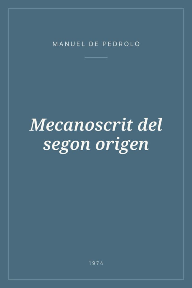 Portada de Mecanoscrit del segon origen