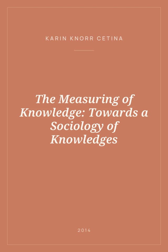 Portada de The Measuring of Knowledge: Towards a Sociology of Knowledges