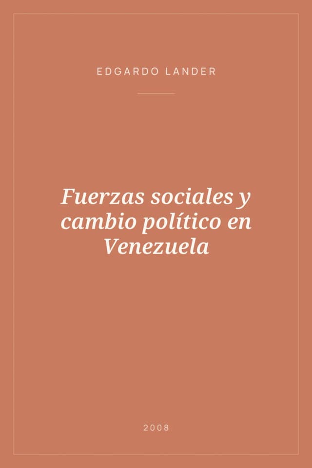 Portada de Fuerzas sociales y cambio político en Venezuela