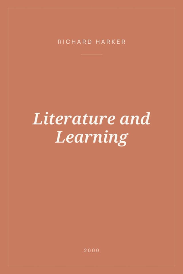 Portada de Literature and Learning