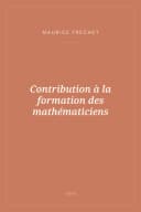 Portada de Contribution à la formation des mathématiciens