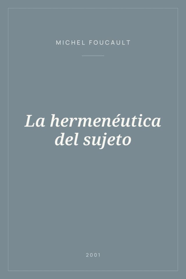 Portada de La hermenéutica del sujeto