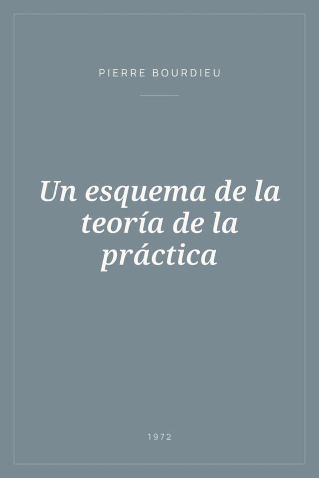 Portada de Un esquema de la teoría de la práctica