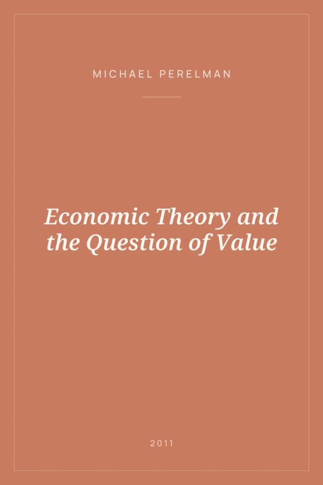 Portada de Economic Theory and the Question of Value
