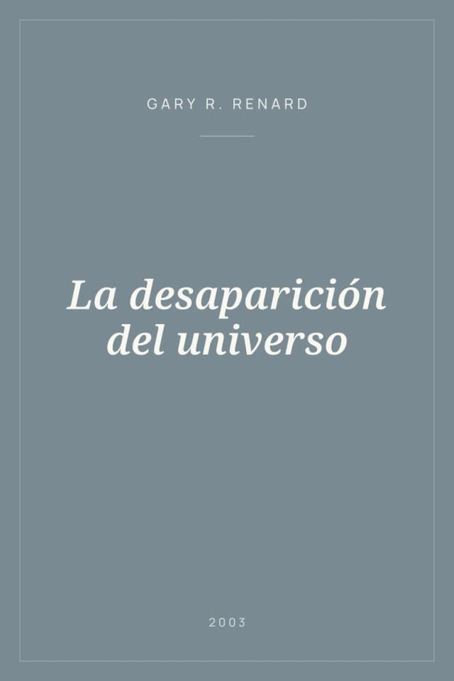 Portada de La desaparición del universo