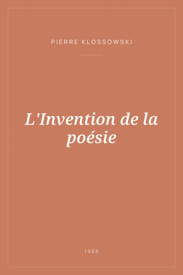 Portada de L'Invention de la poésie
