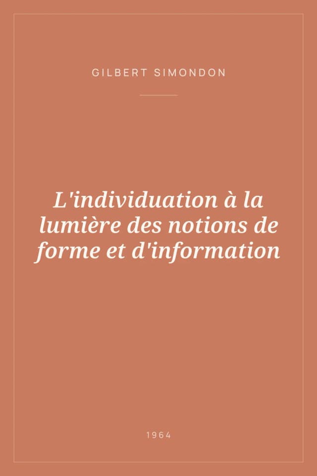 Portada de L'individuation à la lumière des notions de forme et d'information
