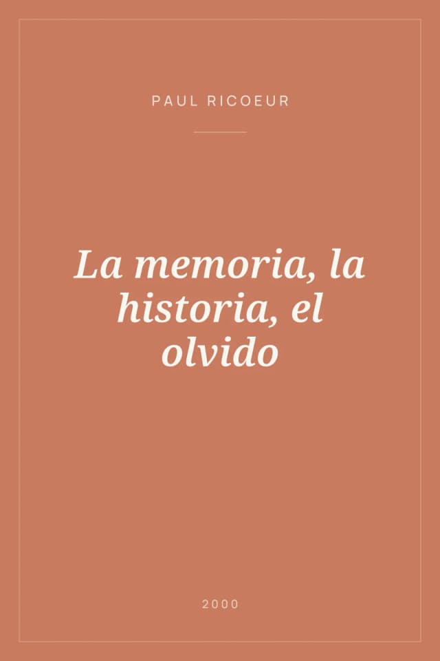 Portada de La memoria, la historia, el olvido