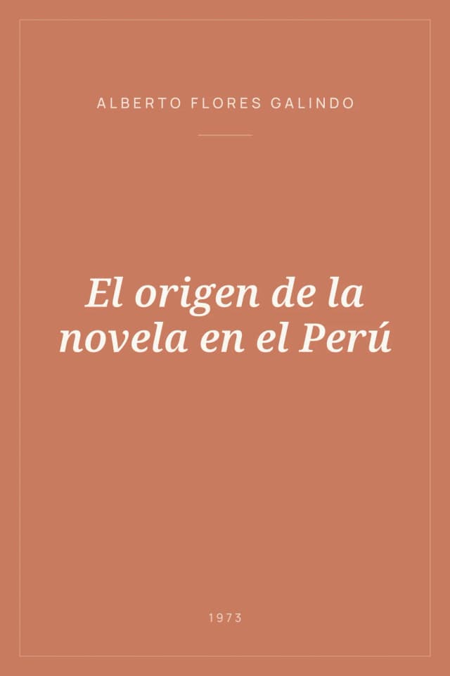 Portada de El origen de la novela en el Perú