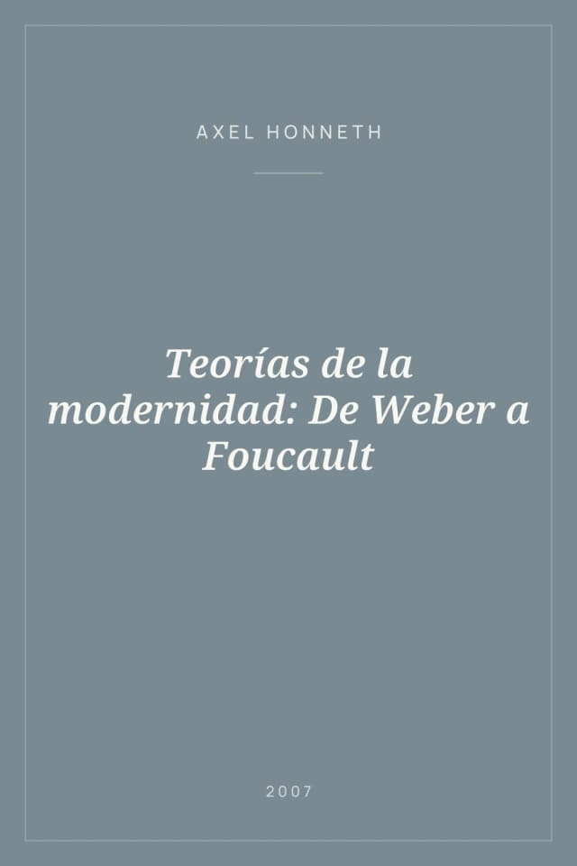 Portada de Teorías de la modernidad: De Weber a Foucault