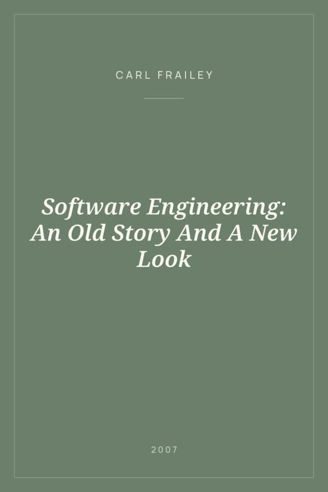 Portada de Software Engineering: An Old Story And A New Look