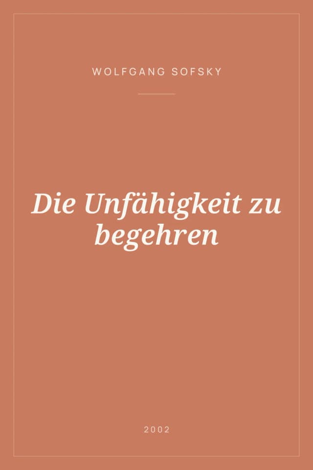 Portada de Die Unfähigkeit zu begehren