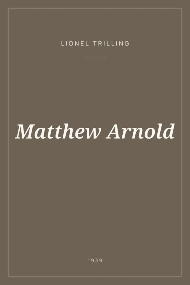 Portada de Matthew Arnold