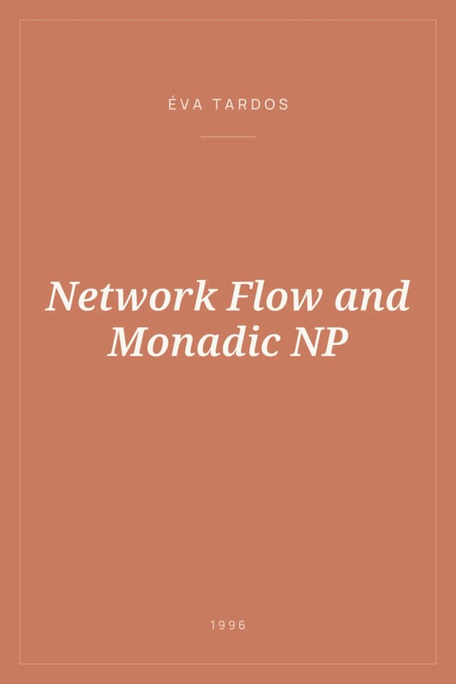 Portada de Network Flow and Monadic NP
