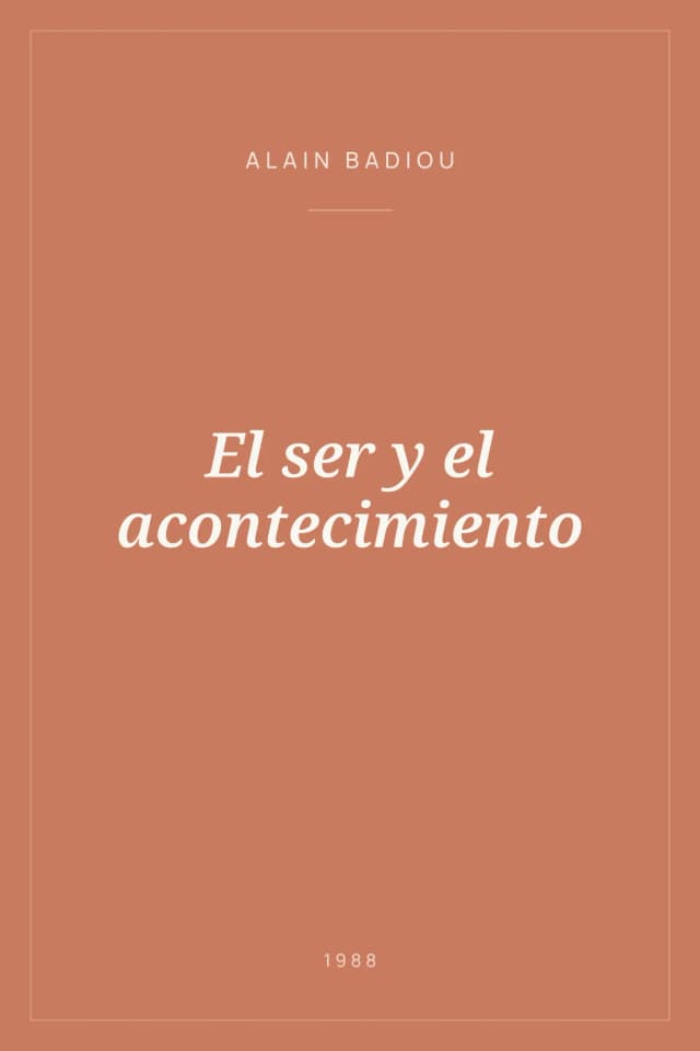 Portada de El ser y el acontecimiento