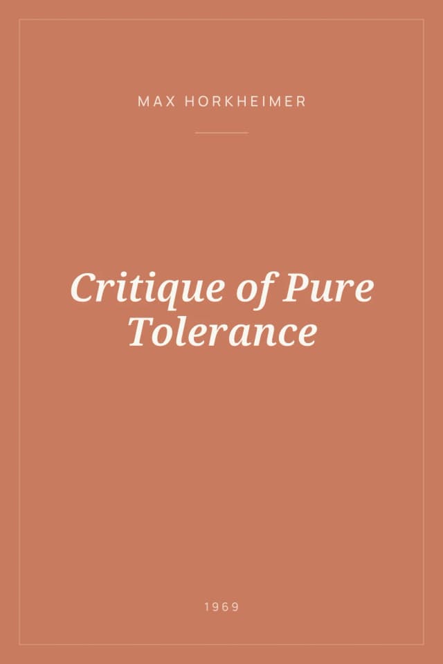 Portada de Critique of Pure Tolerance