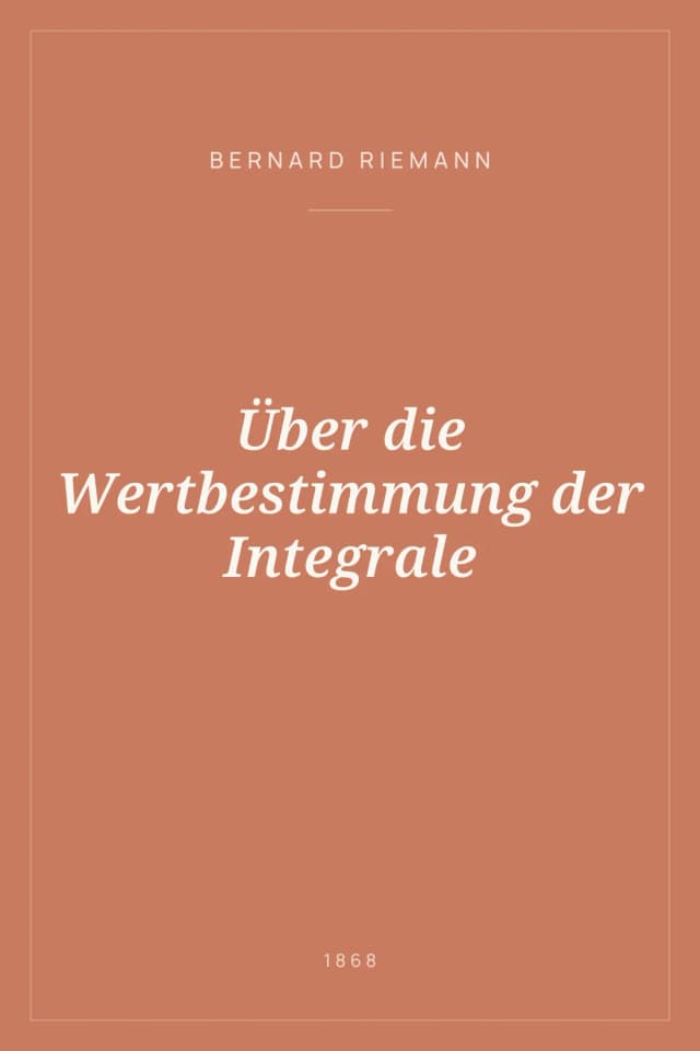 Portada de Über die Wertbestimmung der Integrale