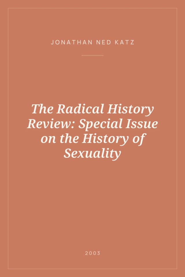 Portada de The Radical History Review: Special Issue on the History of Sexuality