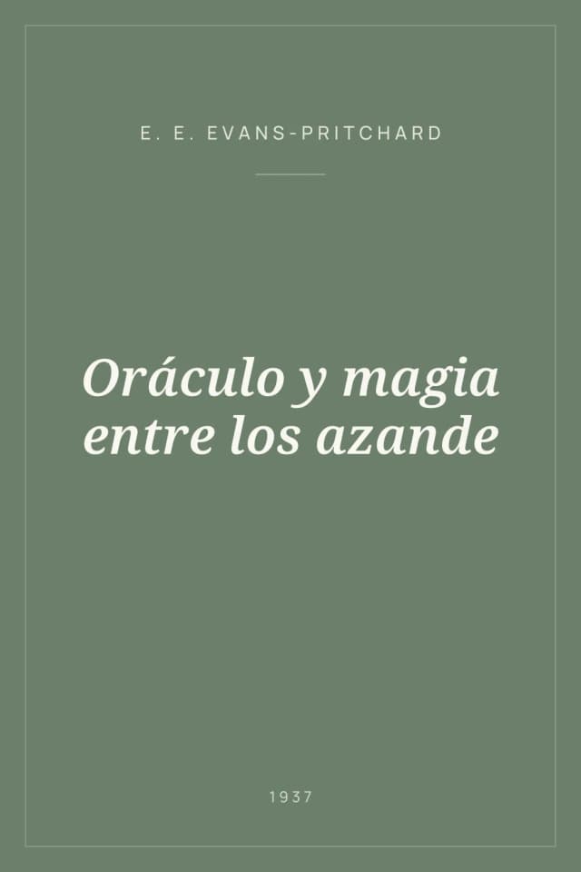 Portada de Oráculo y magia entre los azande