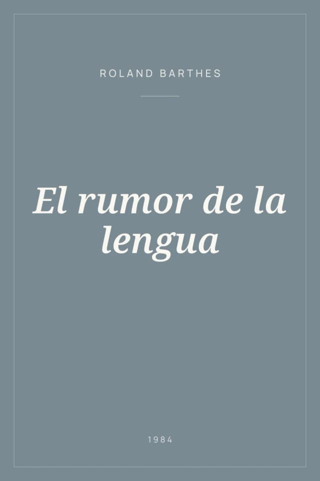 Portada de El rumor de la lengua