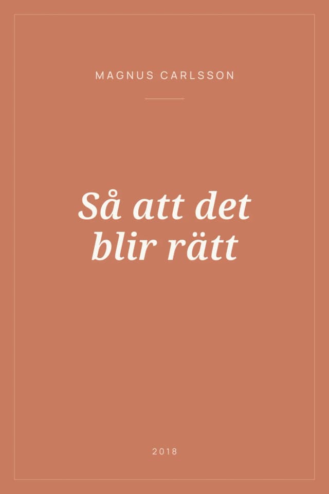 Portada de Så att det blir rätt