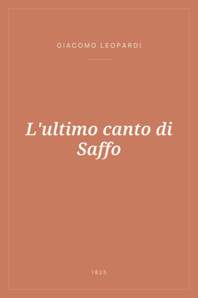 Portada de L'ultimo canto di Saffo