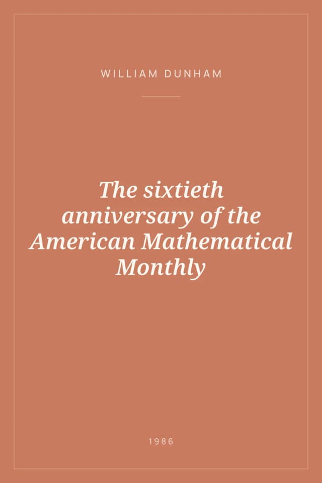 Portada de The sixtieth anniversary of the American Mathematical Monthly