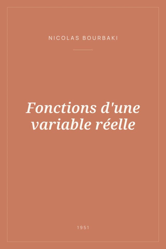 Portada de Fonctions d'une variable réelle