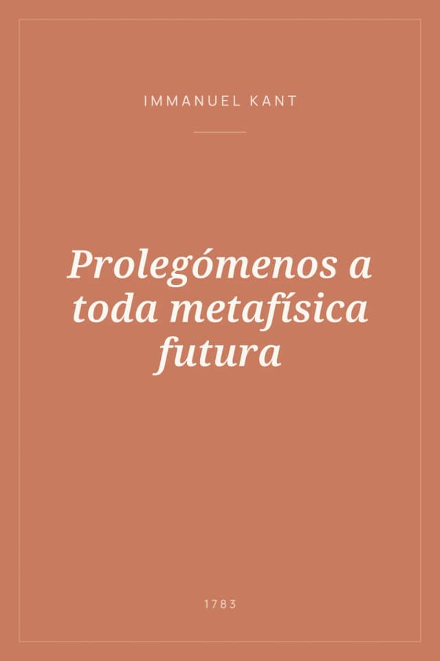 Portada de Prolegómenos a toda metafísica futura