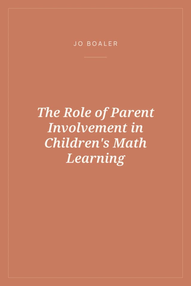 Portada de The Role of Parent Involvement in Children's Math Learning