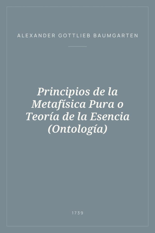 Portada de Principios de la Metafísica Pura o Teoría de la Esencia (Ontología)