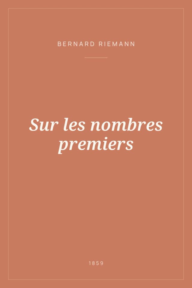 Portada de Sur les nombres premiers