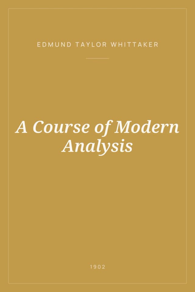 Portada de A Course of Modern Analysis