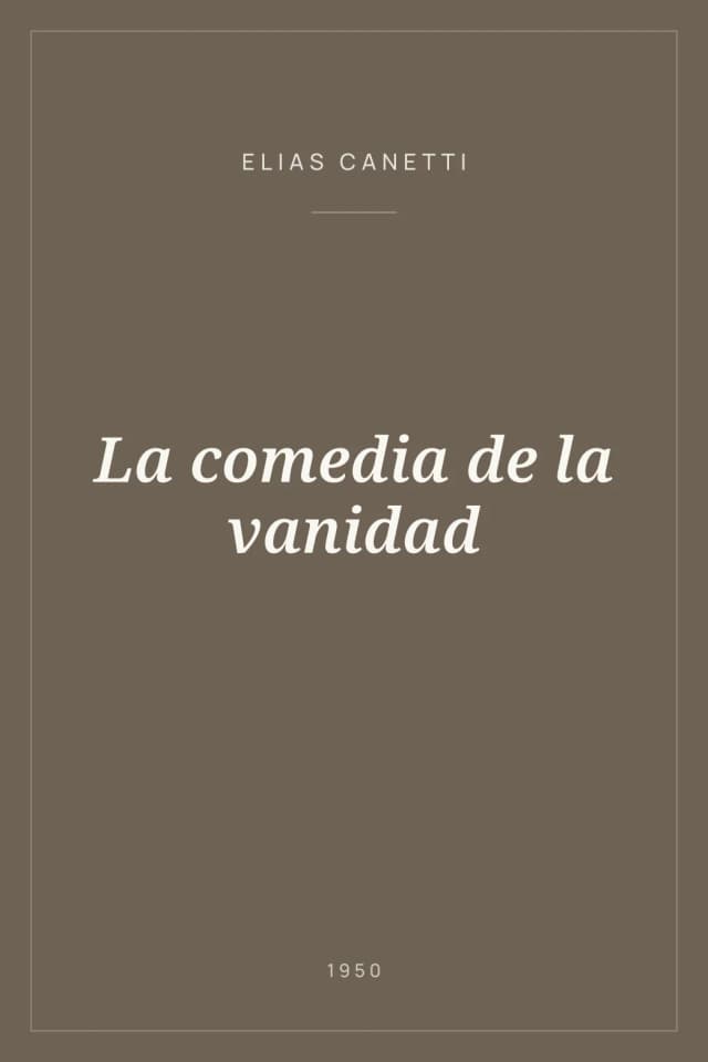 Portada de La comedia de la vanidad