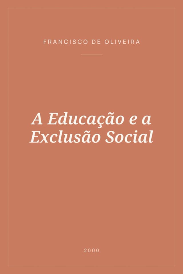 Portada de A Educação e a Exclusão Social