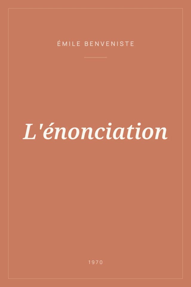 Portada de L'énonciation