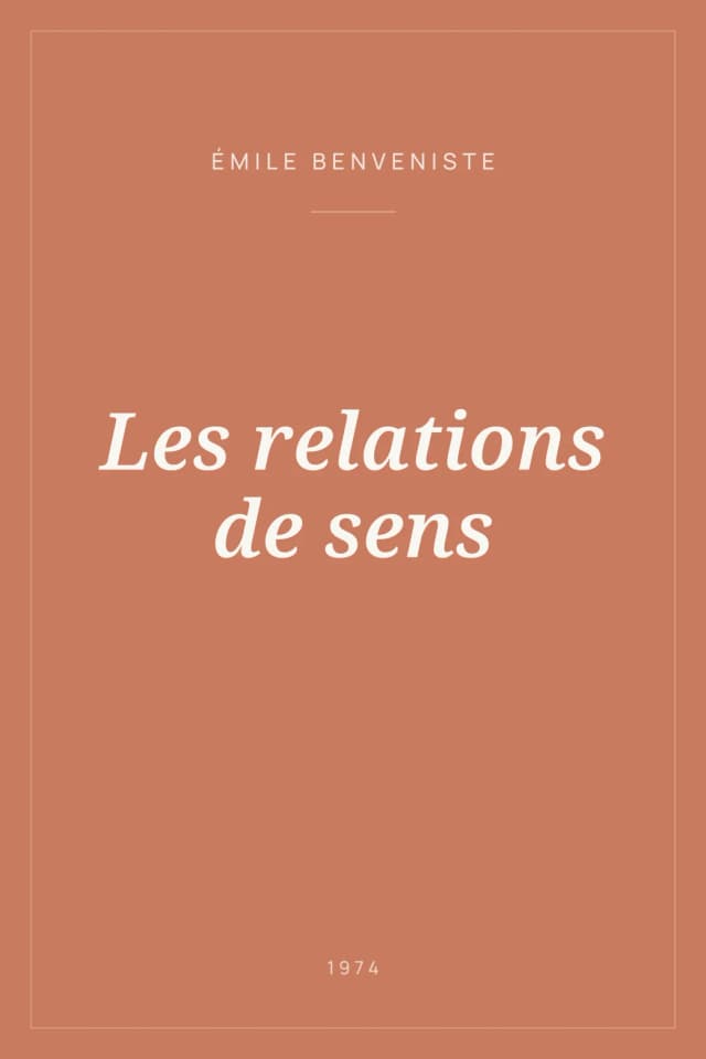 Portada de Les relations de sens