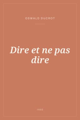 Portada de Dire et ne pas dire