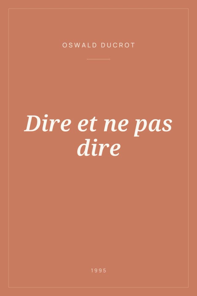 Portada de Dire et ne pas dire