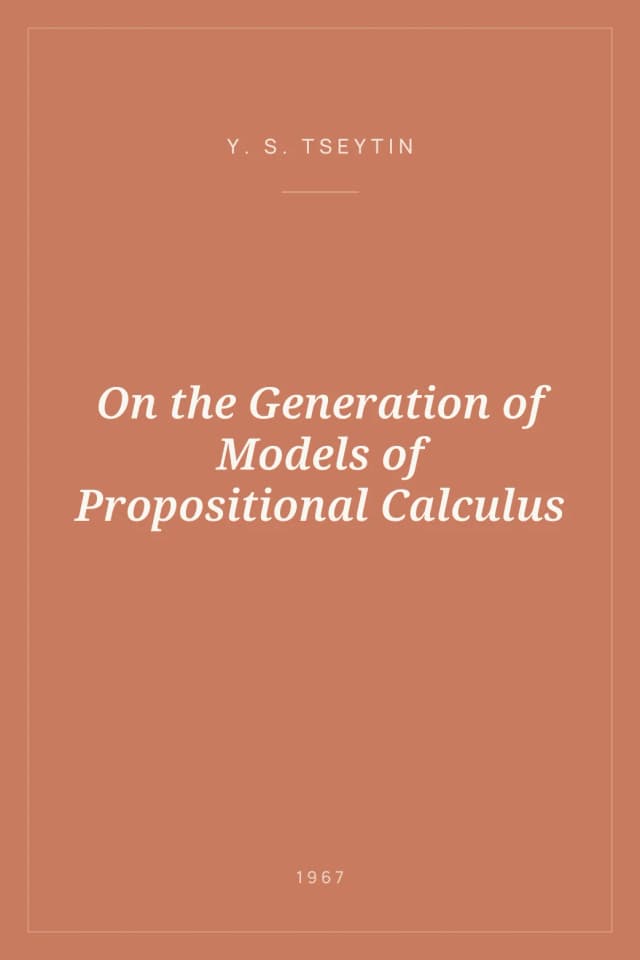 Portada de On the Generation of Models of Propositional Calculus