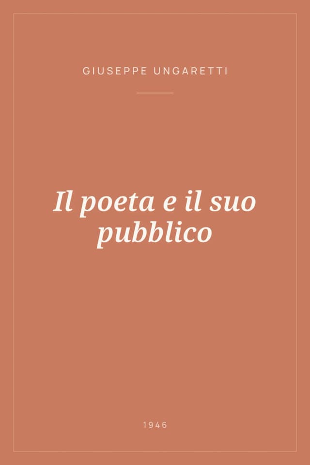 Portada de Il poeta e il suo pubblico